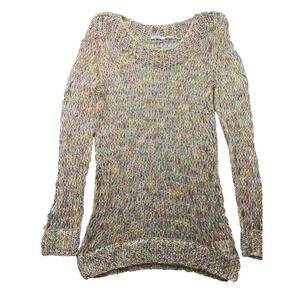 Kimchi Blue Sweater Womens Medium Beige Pink‎ Open Knit Sheer Cozy Boho Street